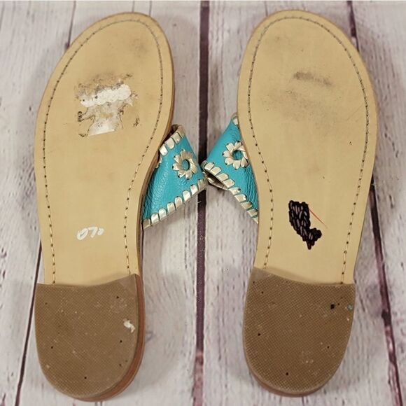 Jack Rogers Jacks Flat Turquoise Sandals - Picture 6 of 8